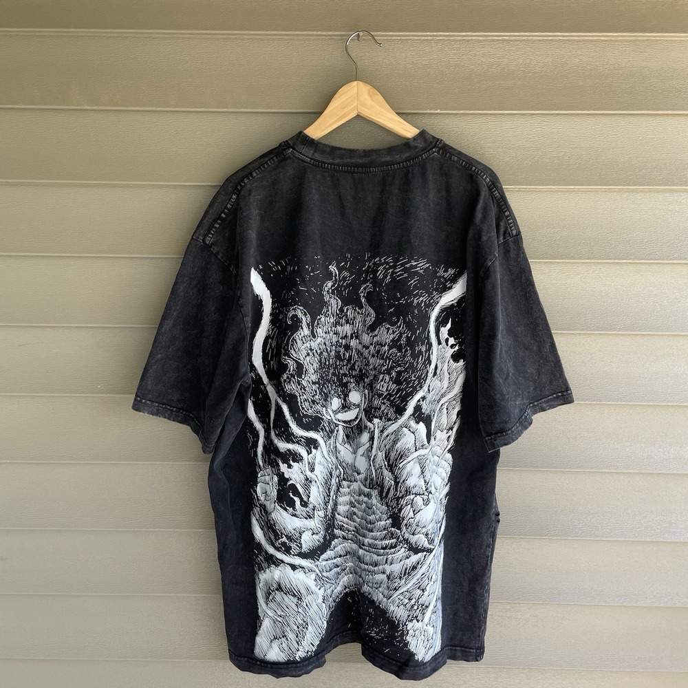 Joy Boy Oversized Acid Wash Graphic T Shirt XXL Black Anime Streetwear Tee